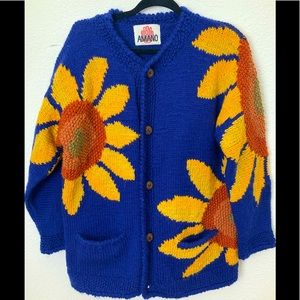 Vintage 90s Armano Sunflower knit cardigan
